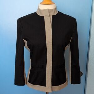 Tahari Black and Tan Colorblock Women's Tailored Jacket